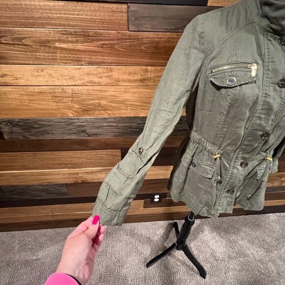 INC International Concepts Linen Army Green Safari Utility Jacket, Size Medium - Picture 5 of 10